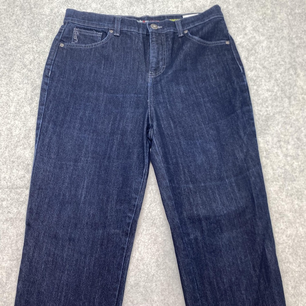 Style&co Womens 10P Jeans (30x27) Petite Blue Dark Wash Straight Leg Denim - Picture 2 of 13